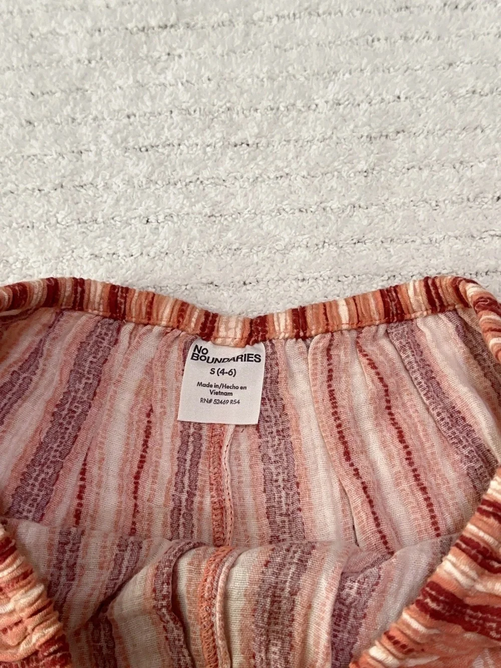 No Boundaries Peach and Cream Striped Cotton Pull On Shorts